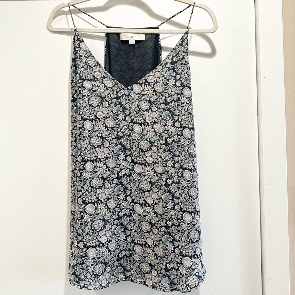 Loft - floral Spaghetti Strap fully lined blousy halter top - Picture 3 of 9